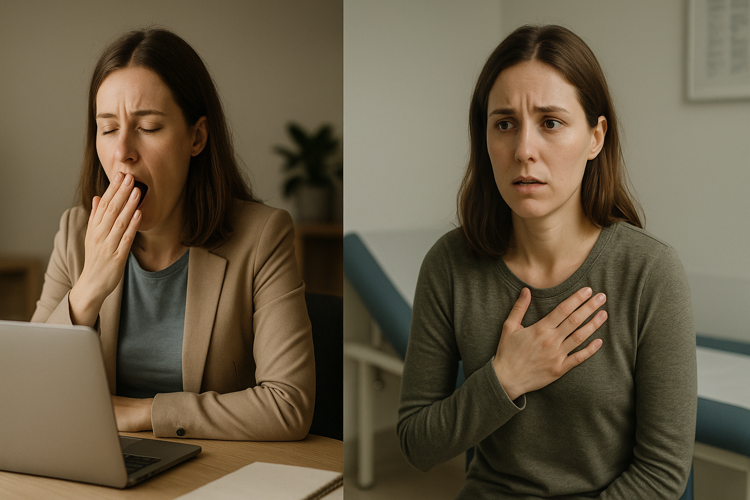 Človek mávne rukou nad bolesťou v hrudi, zatiaľ čo v pozadí je symbolický tieň vážnejšieho problému.